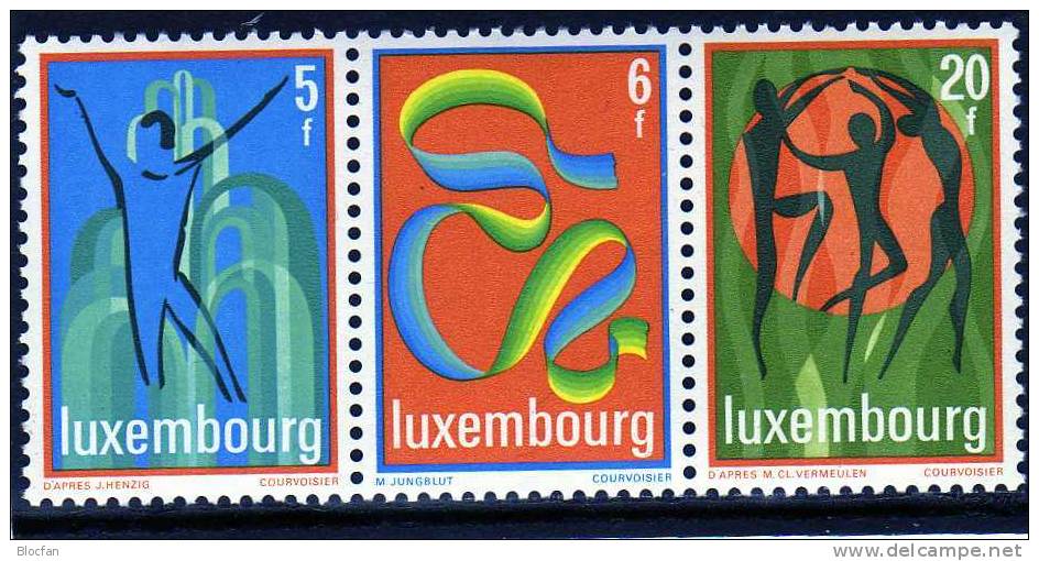 BMA JUPHILUX Kunst-Motive Luxemburg 964/6,ZD+ Block 12 ** 14€ Briefmarken - Ausstellung 1978 Jugend, Brunnen, Schlange - Blocs & Feuillets