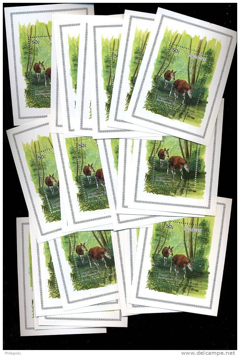 ZAIRE 1984  OKAPIS Blocs Dessinés Par BUZIN - -  Lot De 500 Blocs **   Mint NH  Postfrich - Unused Stamps