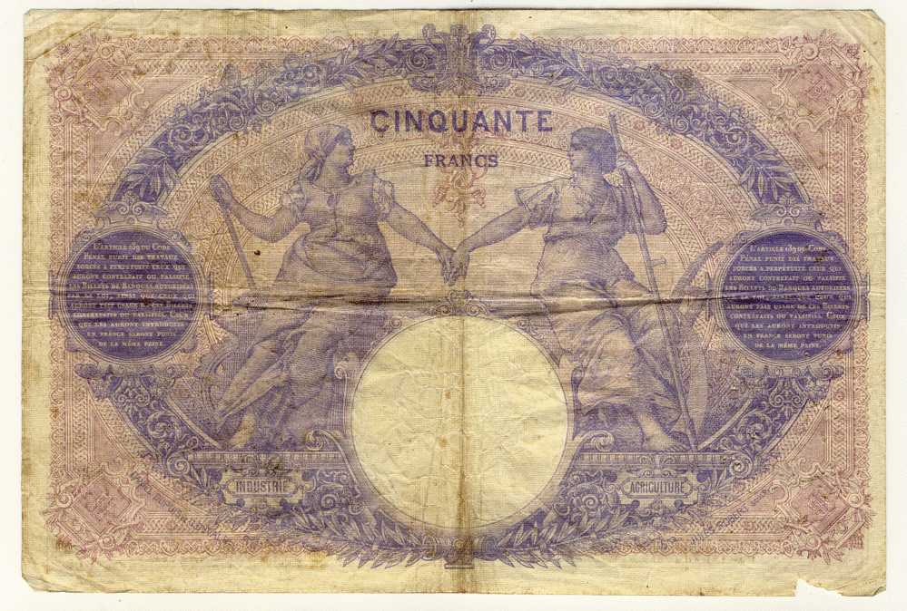 50  Francs  -   Bleu Et Rose  -  P.64 E  -  Alphabet  E.5334  -  Fayette N° 14/27 - 50 F 1889-1927 ''Bleu Et Rose''