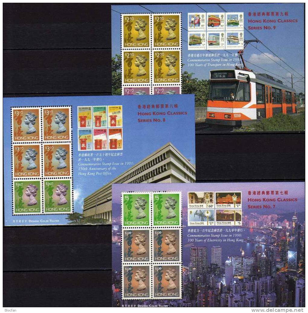 History Of The Post HONG KONG 1997 Stamps And Bloc 49-51 ** 54€ New Post Office, Transport Schnellbahn, Skyline By Night - Colecciones & Series