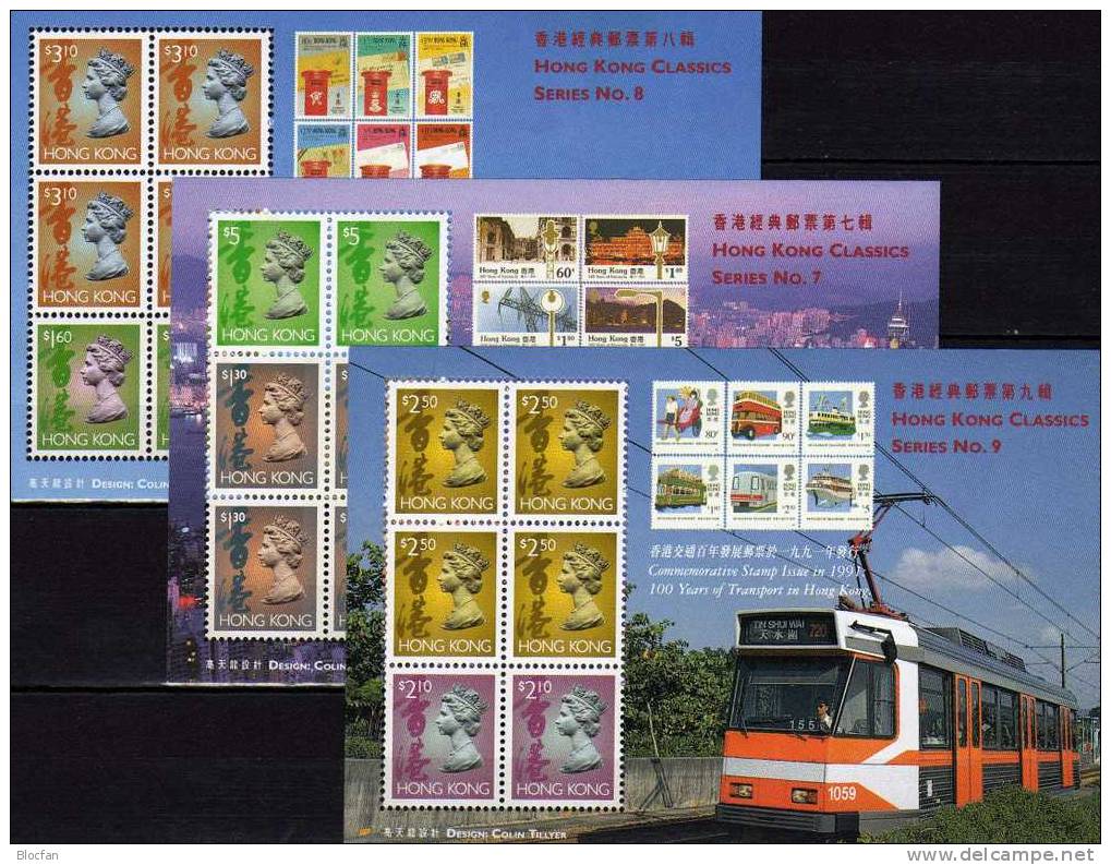 History Of The Post HONG KONG 1997 Stamps And Bloc 49-51 ** 54€ New Post Office, Transport Schnellbahn, Skyline By Night - Colecciones & Series