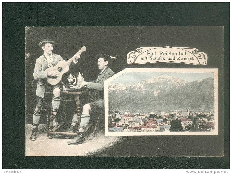 Allemagne - BAD REICHENHALL - Mit Staufen Und Wiesel ( Folklore Costume Bavarois Biere Chope Guitare B. LEHRBURGER) - Bad Reichenhall