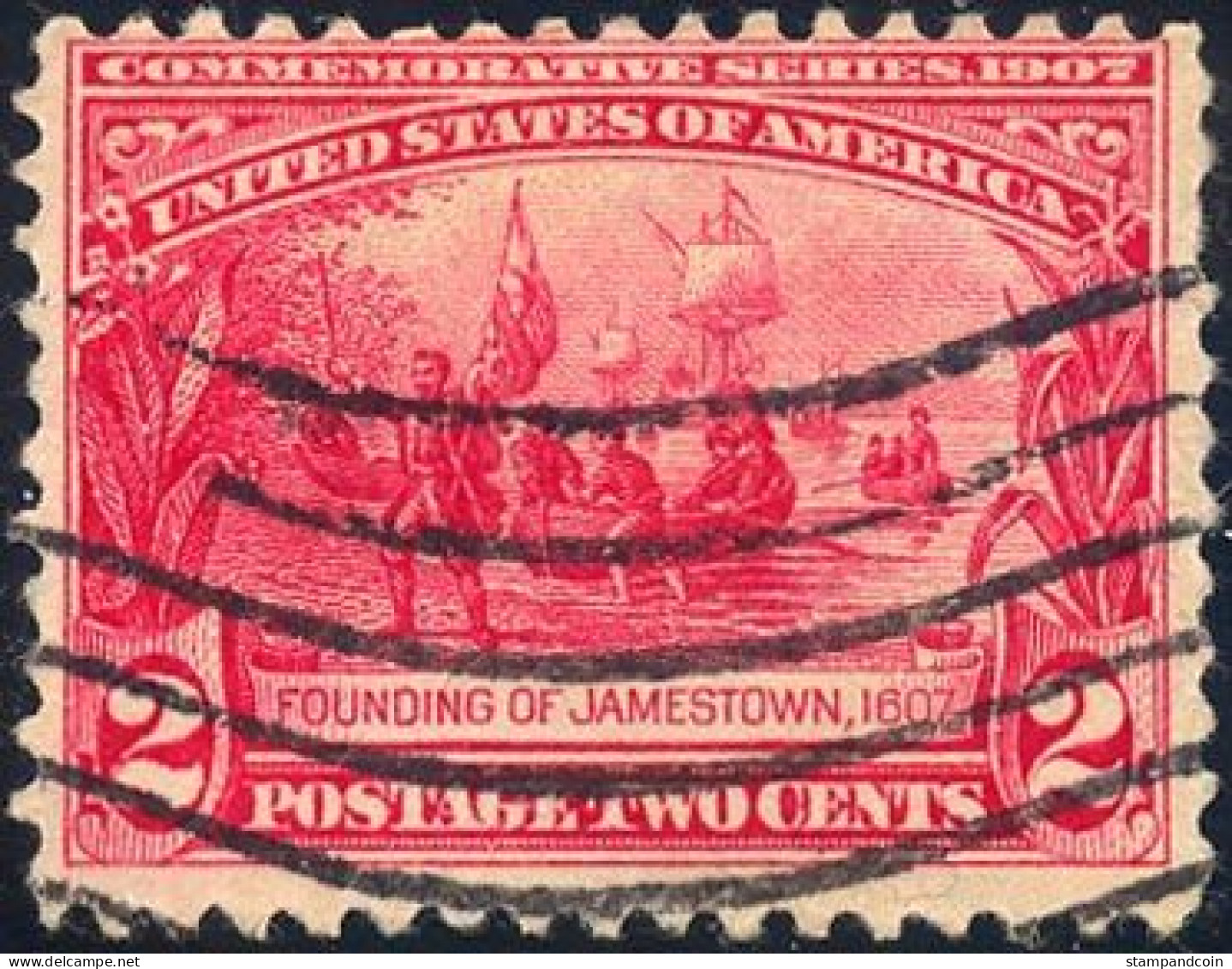 US #329 Used 2c Jamestown Expo From 1907 - Usados