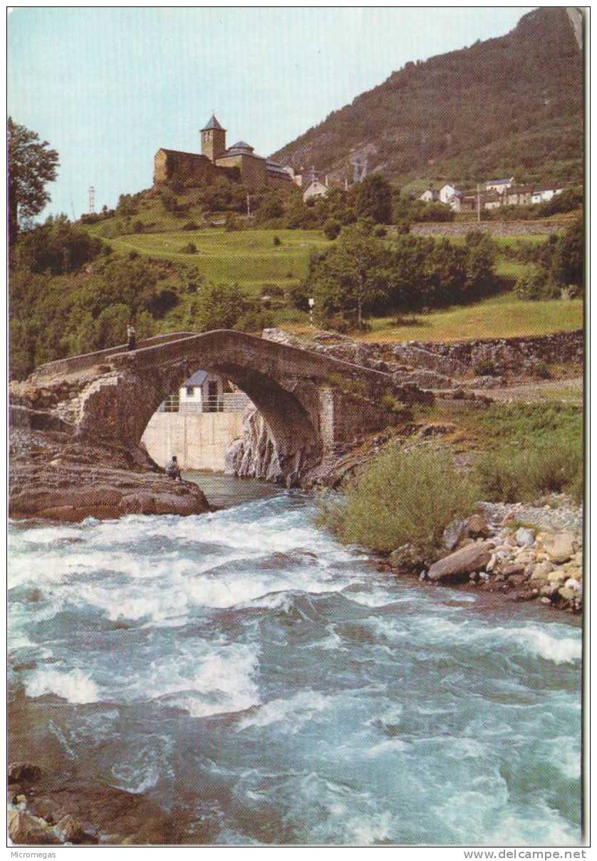 TORLA - Pirineo Aragones - Puente Romanico Sobre El Rio Ara - Huesca