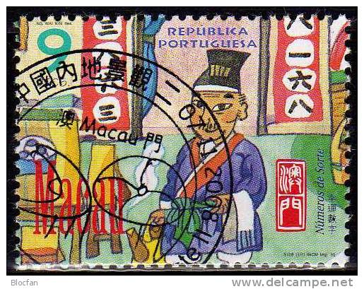 BMA Hong Kong 1997 MACAU Macao 898 Plus Block 42 O 14€ Chinesische Glückszahlen Verkäufer Mit Zahlen Am Eingang - Verzamelingen & Reeksen