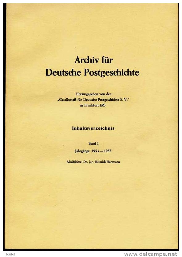 ARCHIV FÜR DEUTSCHE POSTGESCHICHTE  Band S 1 1953/57 - Deutsch (ab 1941)