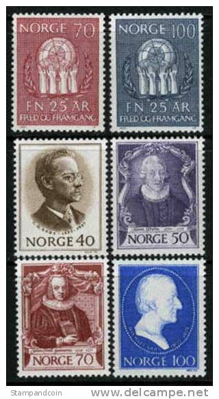 Norway #560-65 XF Mint Hinged 2 Sets From 1970 - Nuevos