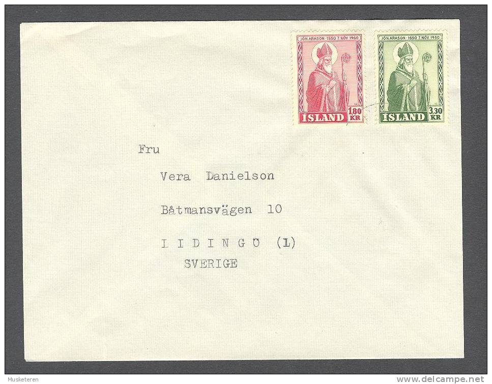 Iceland Bischof Jon Aranson 1950 Cover To IIDINGÖ Sweden - Briefe U. Dokumente