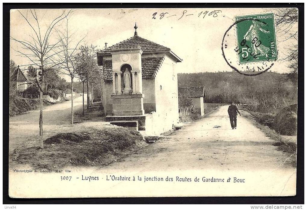 CPA  ANCIENNE- FRANCE- LUYNES (13)- L'ORATOIRE A LA JONCTION DES ROUTES DE GARDANNE ET BOUC- GROS PLAN- ANIMATION - Luynes