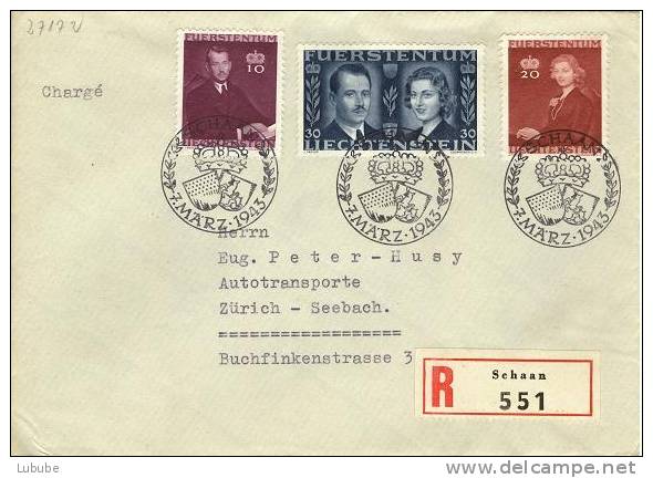 R-Sonderbrief  "Hochzeitsmarken"  (Schaan)      1943 - Briefe U. Dokumente