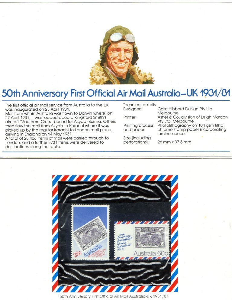 Australia 1981 50th Anniversary Air Mail- UK Presentation Pack - See 2nd Scan - Nuovi