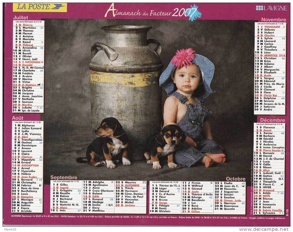 Almanach Du Facteur 2007 - La Poste -  Lavigne - Enfants - Grand Format : 2001-...