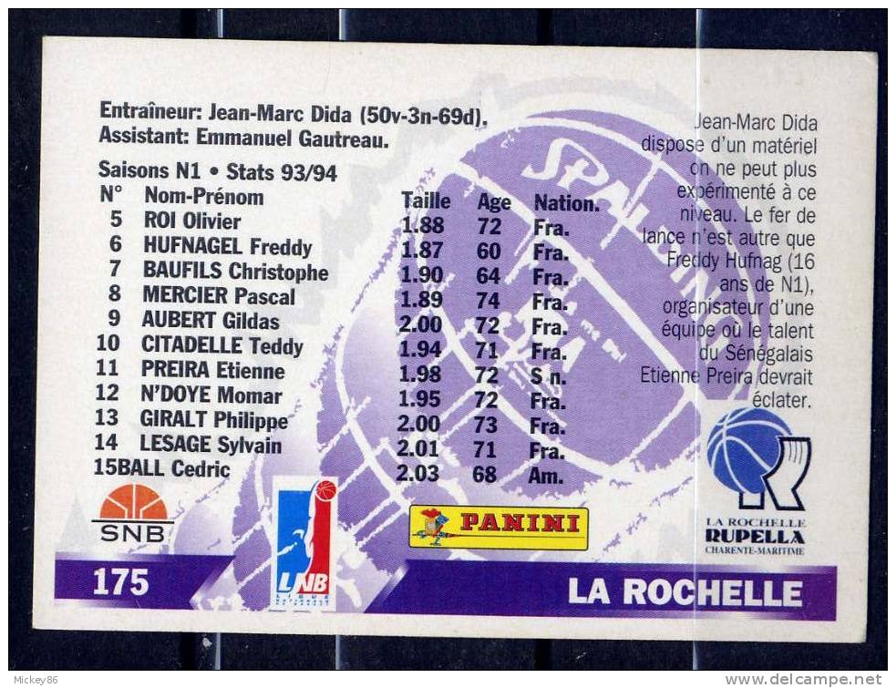 Basket ---FRANCE--PANINI--1995--Equipe De LA  ROCHELLE   Masculine-  N° 175 --- - Other & Unclassified