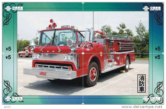 A04344 China Phone Cards Fire Engine Puzzle 28pcs - Bomberos
