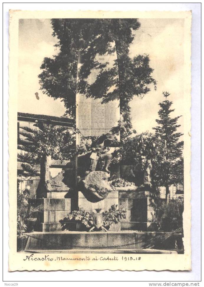 NICASTRO 1939  MONUMENTO AI CADUTI. RARA!! - Catanzaro