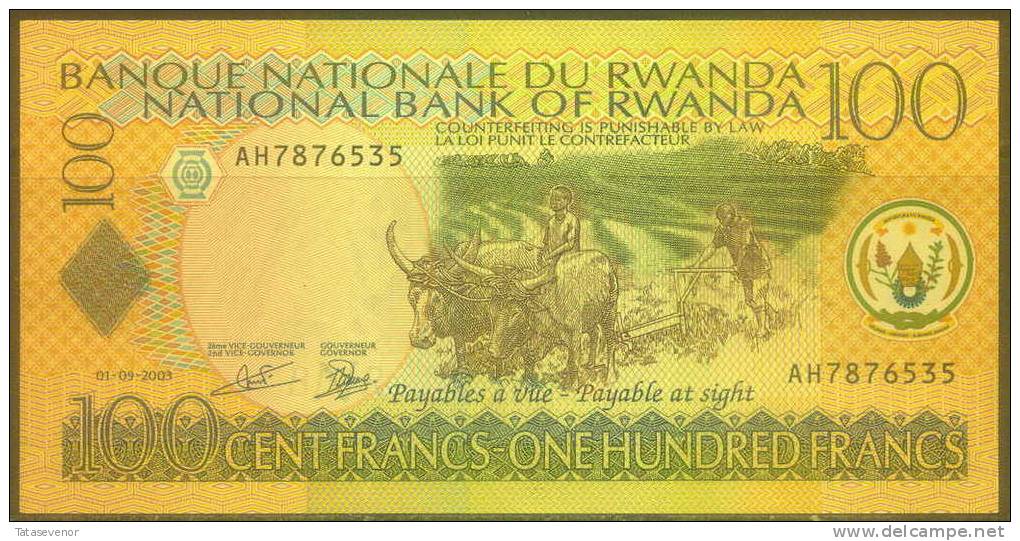 Rwanda 100 Francs Note, P29, UNC - Rwanda