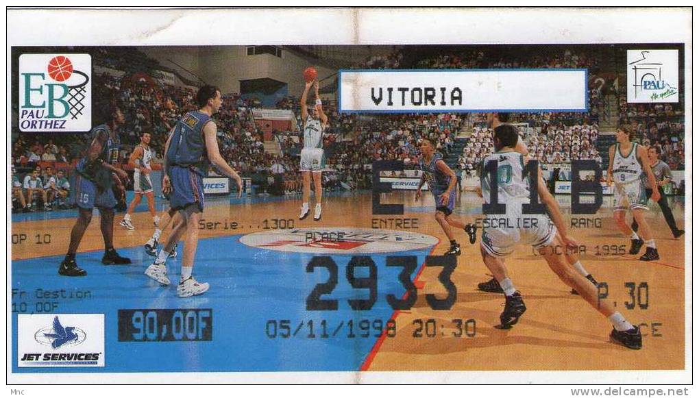 Billet Basket PAU ORTHEZ/VITORIA 1998 - Kleding, Souvenirs & Andere