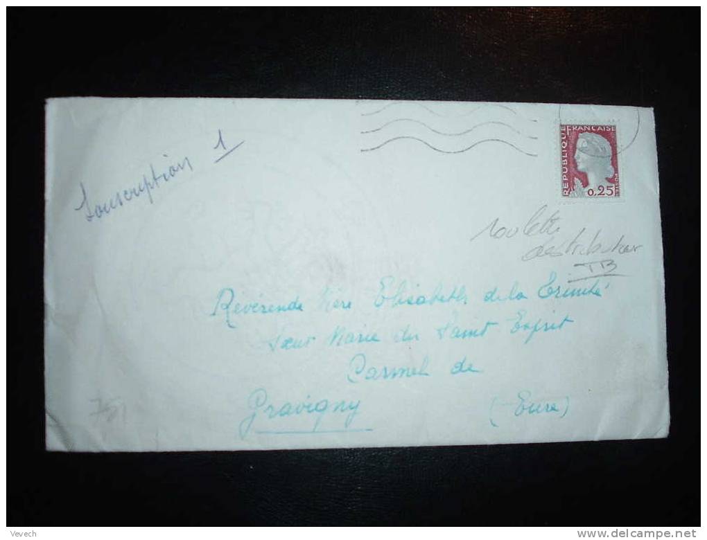 LETTRE MARIANNE DE DECARIS ROULETTE DE DISTRIBUTEUR OBL.MECANIQUE DES COTES DU NORD (22) - 1960 Marianne (Decaris)