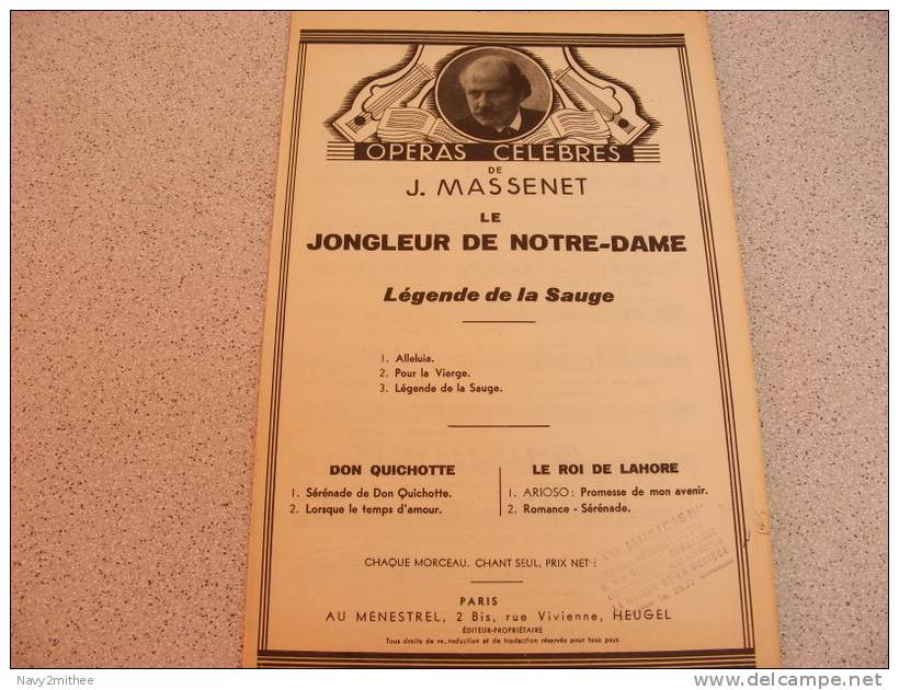 LE JONGLEUR DE NOTRE DAME**LEGENDE DE LA SAUGE** De J .Massenet - Operaboeken