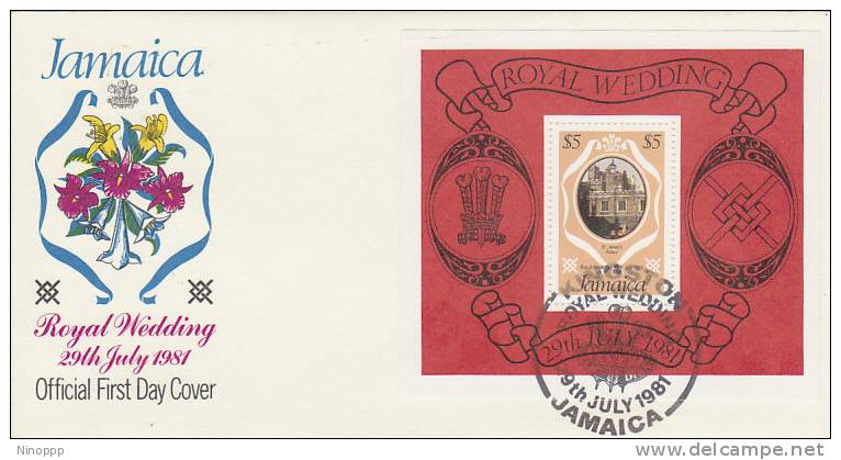 Jamaica-1981 Royal Wedding Souvenir Sheet FDC - Jamaica (1962-...)