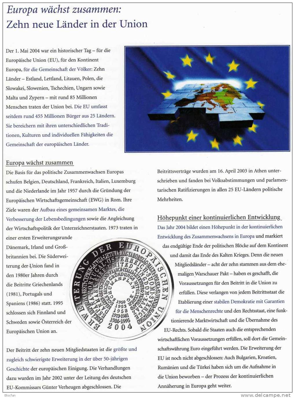 Erweiterung der EU in Europa 2004 BRD 2400,10-Kleinbogen ** plus SST 23€ CEPT Farben der National-Flaggen sheets Germany