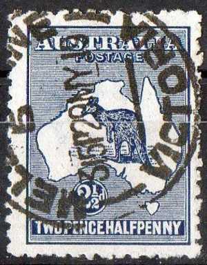Australia 1915 21/2d Deep Blue Kangaroo 3rd Watermark (Wmk 10) Used - Actual Stamp - Melbourne - SG36 - Oblitérés