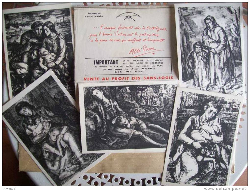 Pochette De 5 Cartes Neuves Abbe Pierre Dessin De M Mendlisky - Red Cross