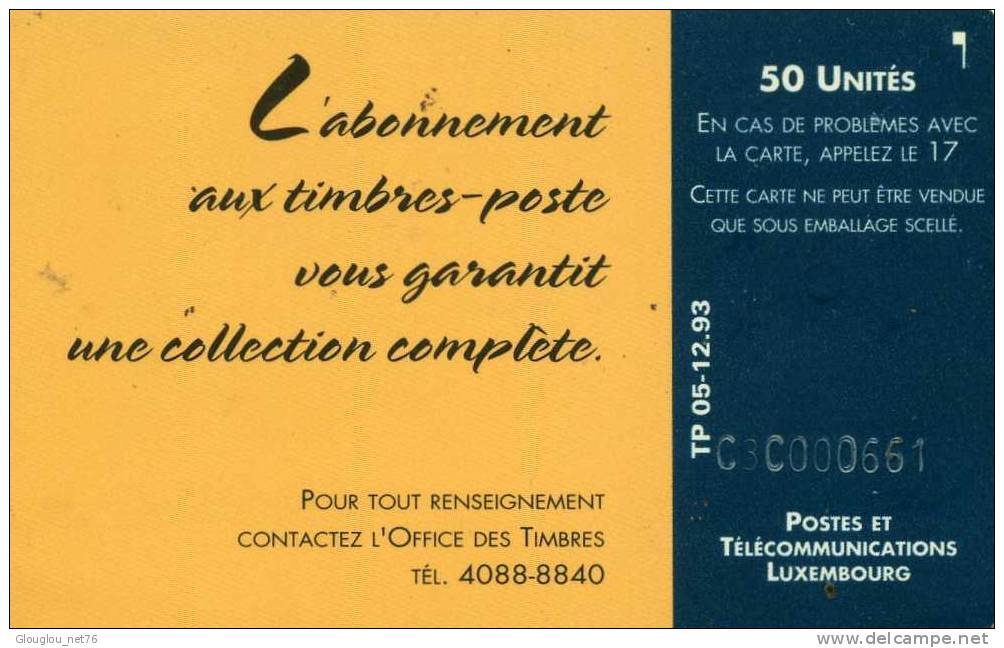 TELECARTE LUXEMBOURG 50 UNITES TIMBRES AMMELEN TP  05/12//1992 VOIR SCANER - Luxembourg