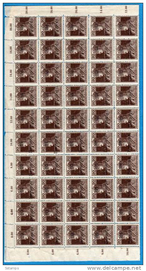 1919 BARANYA  JUGOSLAVIA SERBIA  UNGARN  OCCUPAZIONE BESETZUNG SHEET 100-STAMPS- THE STUDY OF OVERPRINT TYPS - Baranya