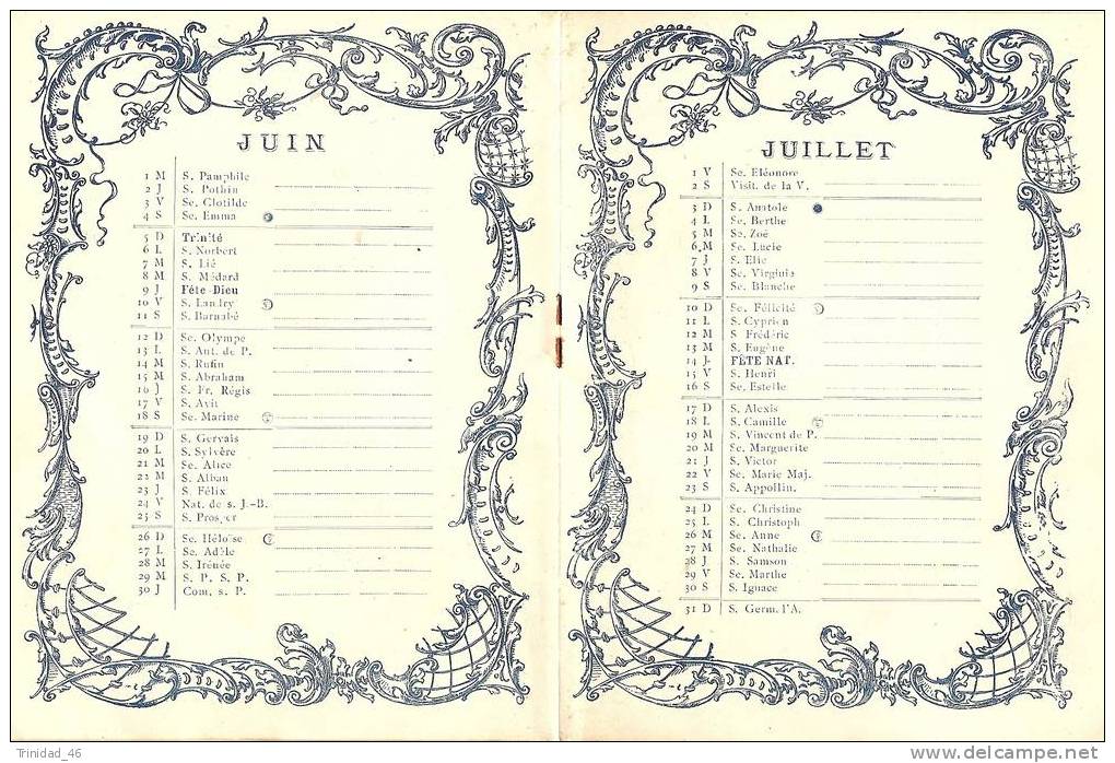 CALENDRIER DE POCHE 1898  ART NOUVEAU ( Livret A Chaque Pages Un Mois ) T B E ! ! ! - Groot Formaat: ...-1900