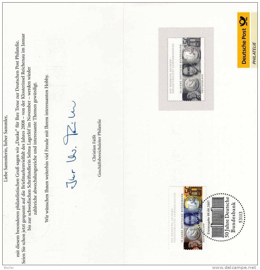 Schwarzdruck Bundesbank Münzen Aus Abonnement Jahrgang 2007 ** 26€ Geldschein On The Bloc Sheet From Germany - Sonstige & Ohne Zuordnung