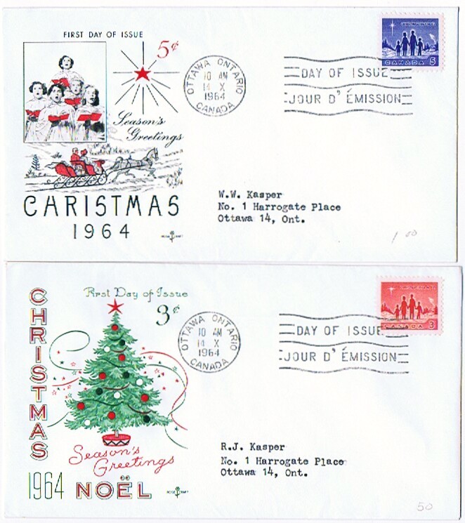 1964  Christmas Issue Sc 434   FDC   Rose Craft Cachet - 1961-1970