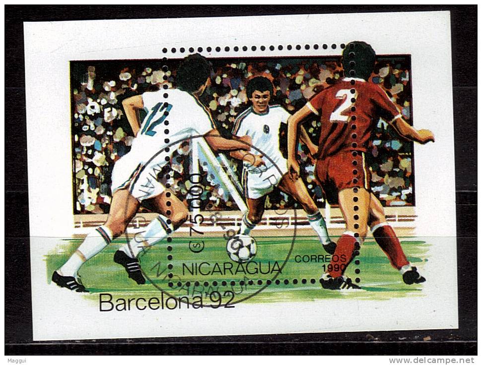 NICARAGUA    BF  Obliteré    Jo 1992    Football Soccer Fussball - Oblitérés