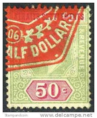 Straights Settlements #121 (SG #135) Used 50c Green & Carmine Rose From 1904 - Straits Settlements