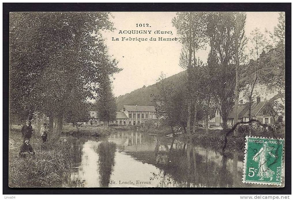 CPA  ANCIENNE- FRANCE- ACQUIGNY (27)- LA FABRIQUE DU HAMET- BELLE ANIMATION AU BORD DE L'EAU - Acquigny