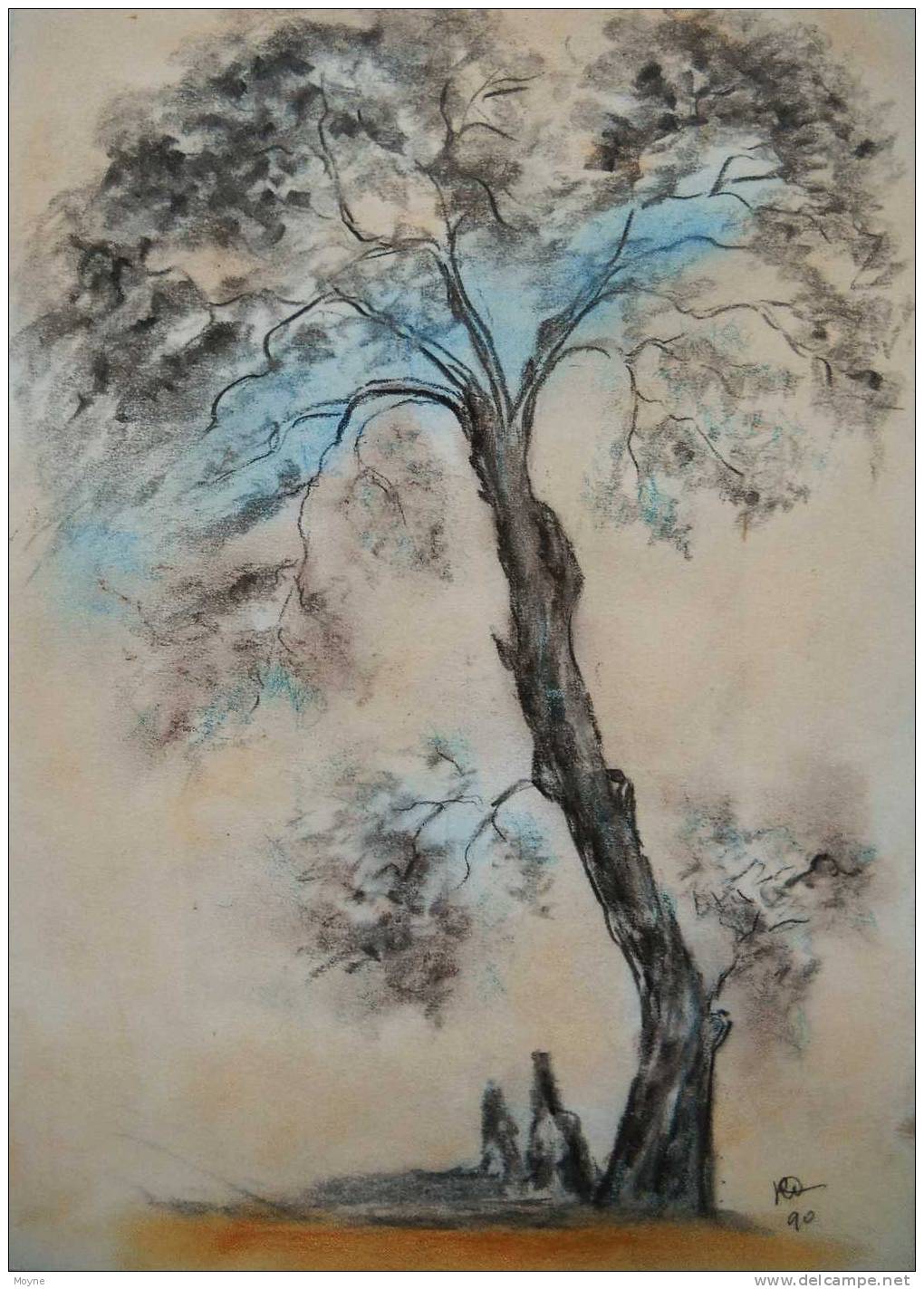 SUPERBE  AQUARELLE  :  -   L ´ ARBRE  ISOLE   , Signée Et  Datée - Watercolours