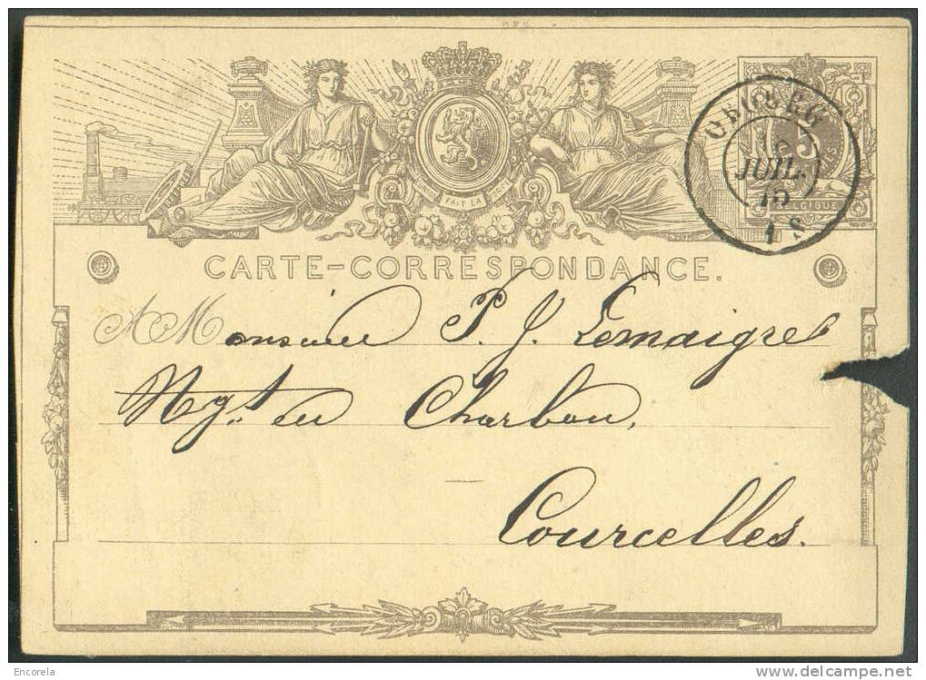 Cachet DOUBLECERCLE  Sur Entier Postal Lion Couché  - OBOURG 1875 - NIPA 400 X 3 -- 6255 - Postkarten 1871-1909