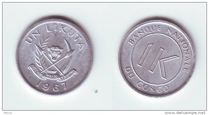 Congo 1 Likuta 1967 - Congo (Rép. Démocratique, 1964-70)