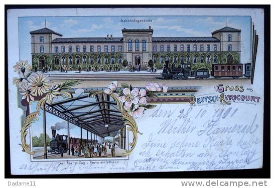 CPA Litho Couleur Deutsch Avricourt 1901 Gare Et Train - Albestroff