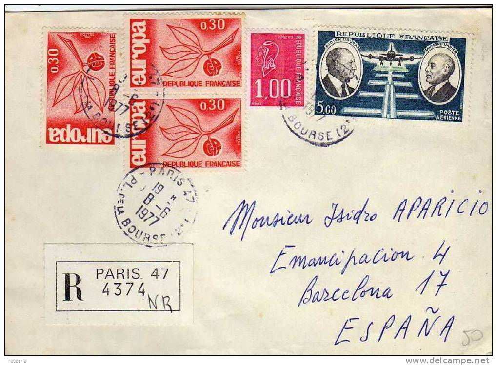 P-  Carta, Certificada, París 1977, Francia) , Cover, Letter - Cartas & Documentos