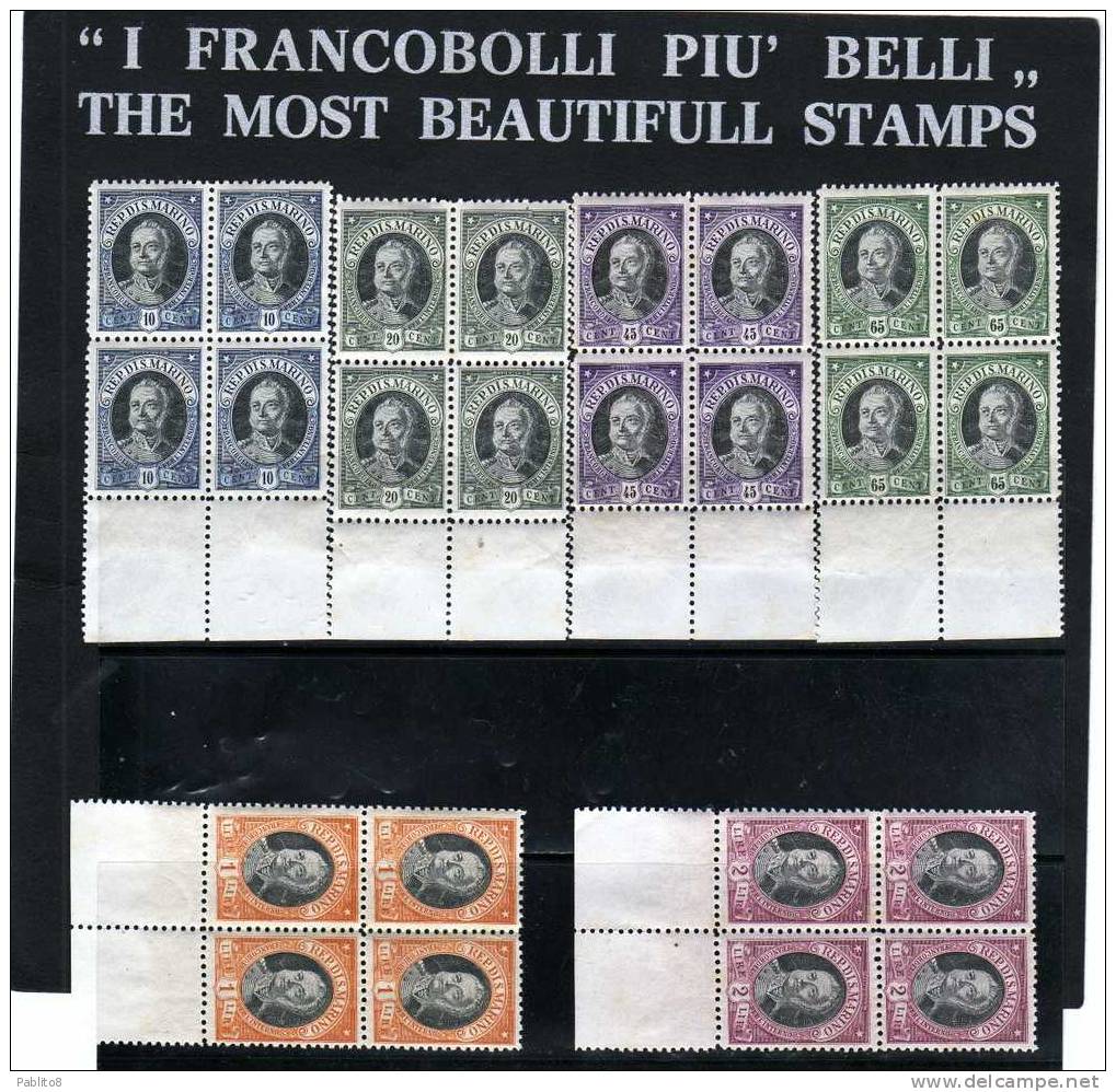 SAN MARINO 1926 ONOFRI SERIE COMPLETA MNH QUARTINA ANGOLO DI FOGLIO OTTIMA CENTRATURA - Neufs