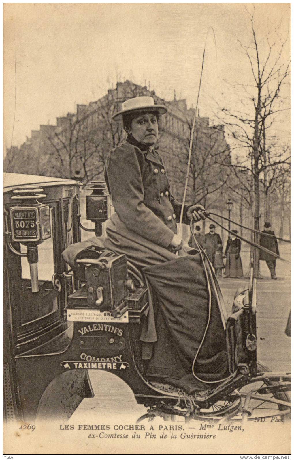 LES FEMMES COCHERS A PARIS MME LUIGEN EX COMTESSE DU PIN DE LA GUERINIERE - Public Transport (surface)