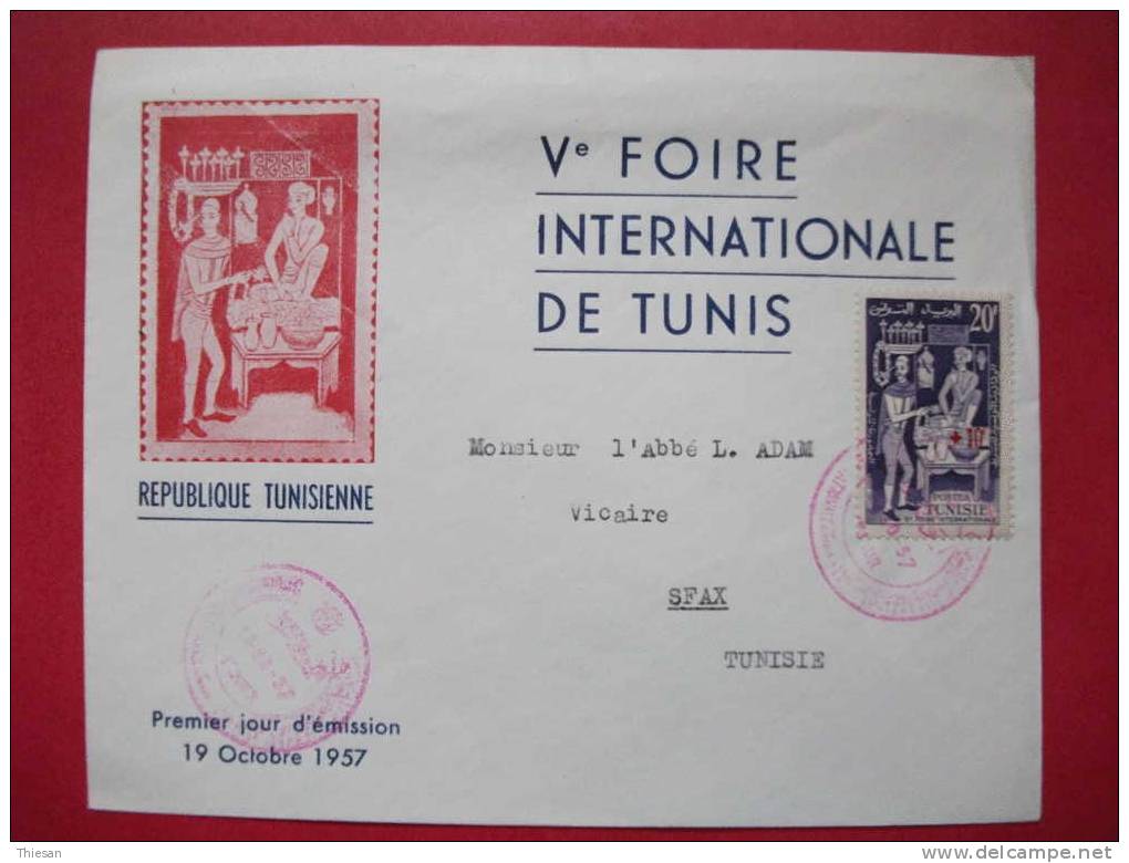 Tunisie. Lettre Foire De Tunis 1957 Enveloppe Illustrée  Cover - Lettres & Documents