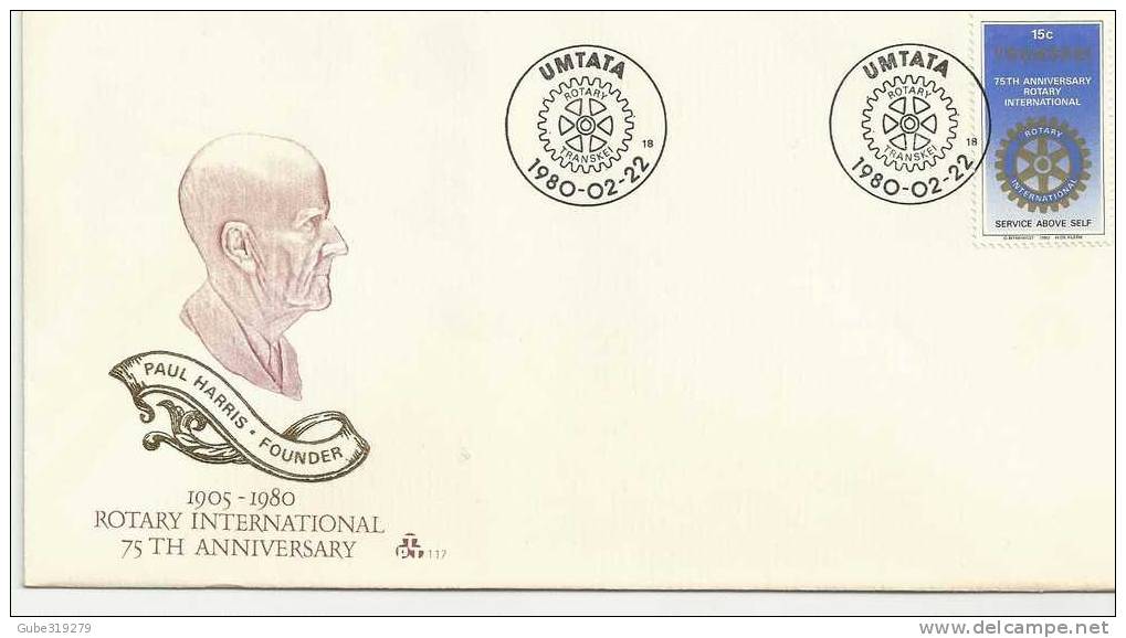 TRANSKEI -1980 - FDC - ROTARY INTERNATIONAL 75TH ANNIVERSARY - WITH 1 STAMPS & INSIDE EXPLANATORY CARD - Transkei