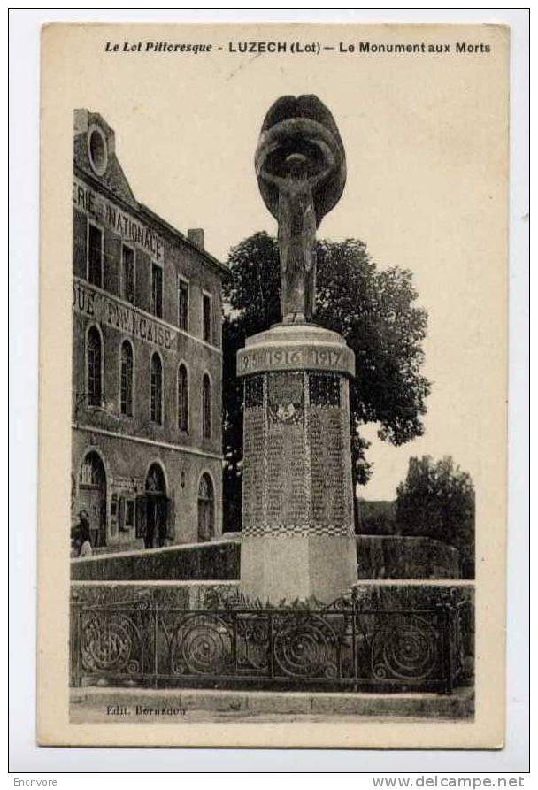 Cpa LUZERCH  Le Monument Aux Morts - Ed Bernadou - Luzech