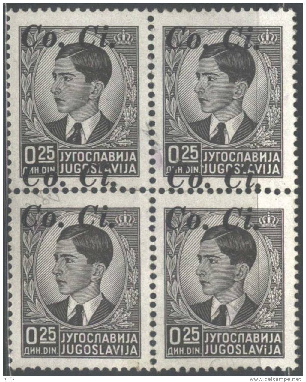 1941 LUBIANA - CO.CI --  SOPRASTAMPA  + DOPPIA  S.+ INCL.IN ALTO  - 0,25 D - MNH** - Lubiana