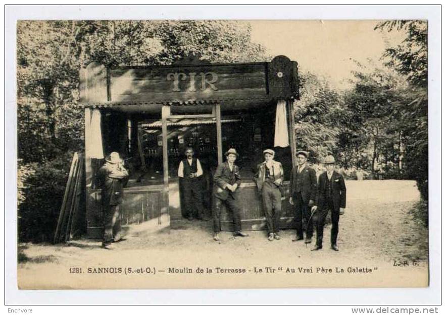 Cpa SANNOIS Moulin De La Terrasse - Stand De TIR Au Vrai Père La Galette - Tireur Et Hommes à La Pose -1281 LPG - Sannois