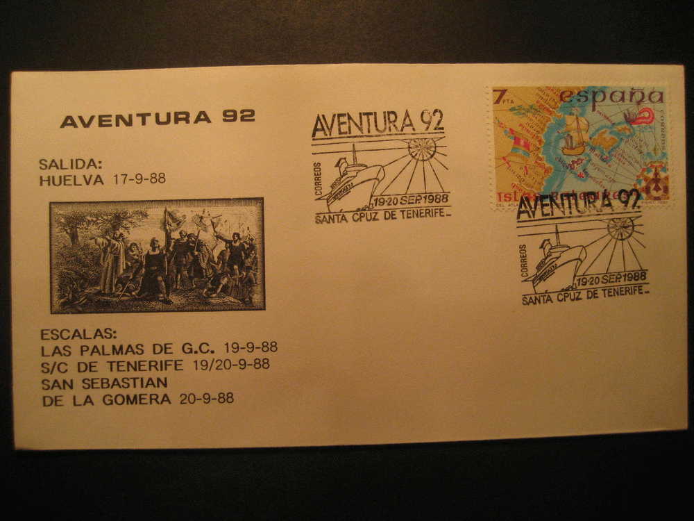 SPAIN Tenerife Canarias 1988 Event Cancel Colon Columbus Caravel America Discouver Hispanidad - Christopher Columbus