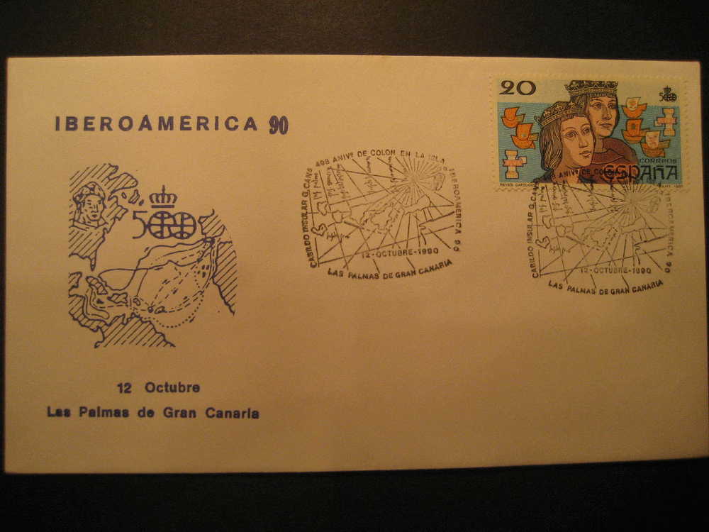 SPAIN Las Palmas De Gran Canaria Canarias 1990 Event Cancel Colon Columbus Caravel America Discouver Hispanidad - Christopher Columbus