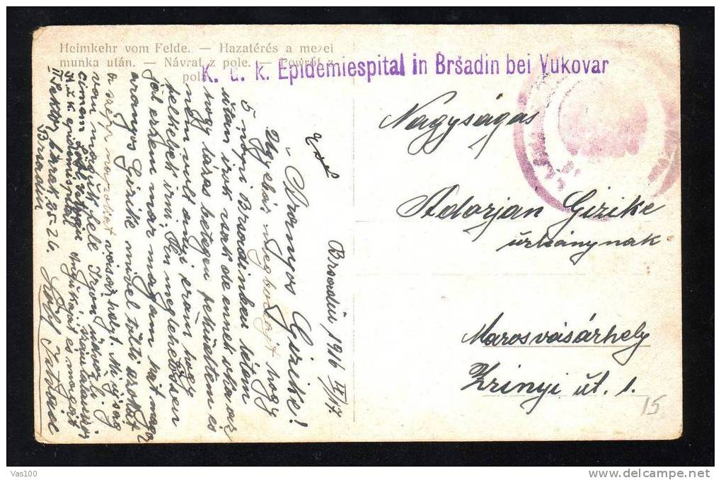 PC  1916 CENSORED K.U.K. EPIDEMSPITAL IN BRSADIN BEI VUKOVAR,SENT TO ROMANIA, Very Rare! - 1ste Wereldoorlog (Brieven)